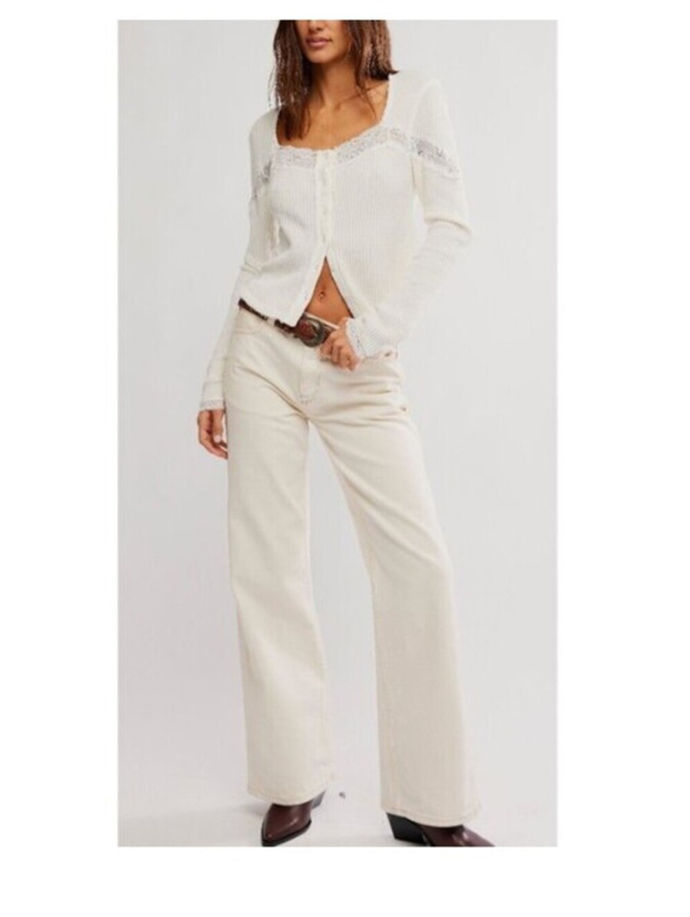 New with Tags Free people Let's party Cardi size large clean ivory.